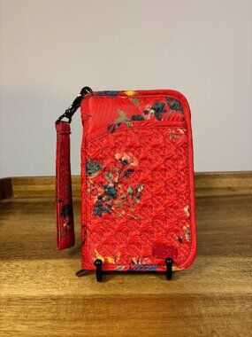 Lug Tandem Orange Floral Quilted Nylon Zippered Wallet